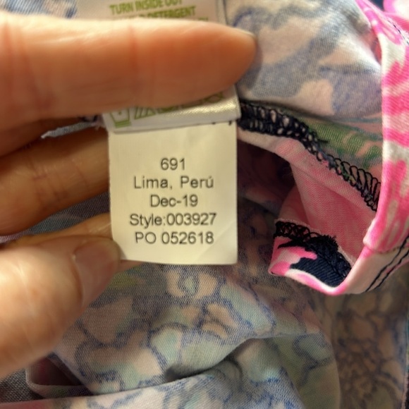 Lilly Pulitzer Aleah Top High Tide Navy Hey Hey Bouquet Pink Blue White Sz XXS - Picture 9 of 11